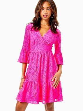 Lilly Pulitzer Cecelia Pink Tango Lace Dress 6